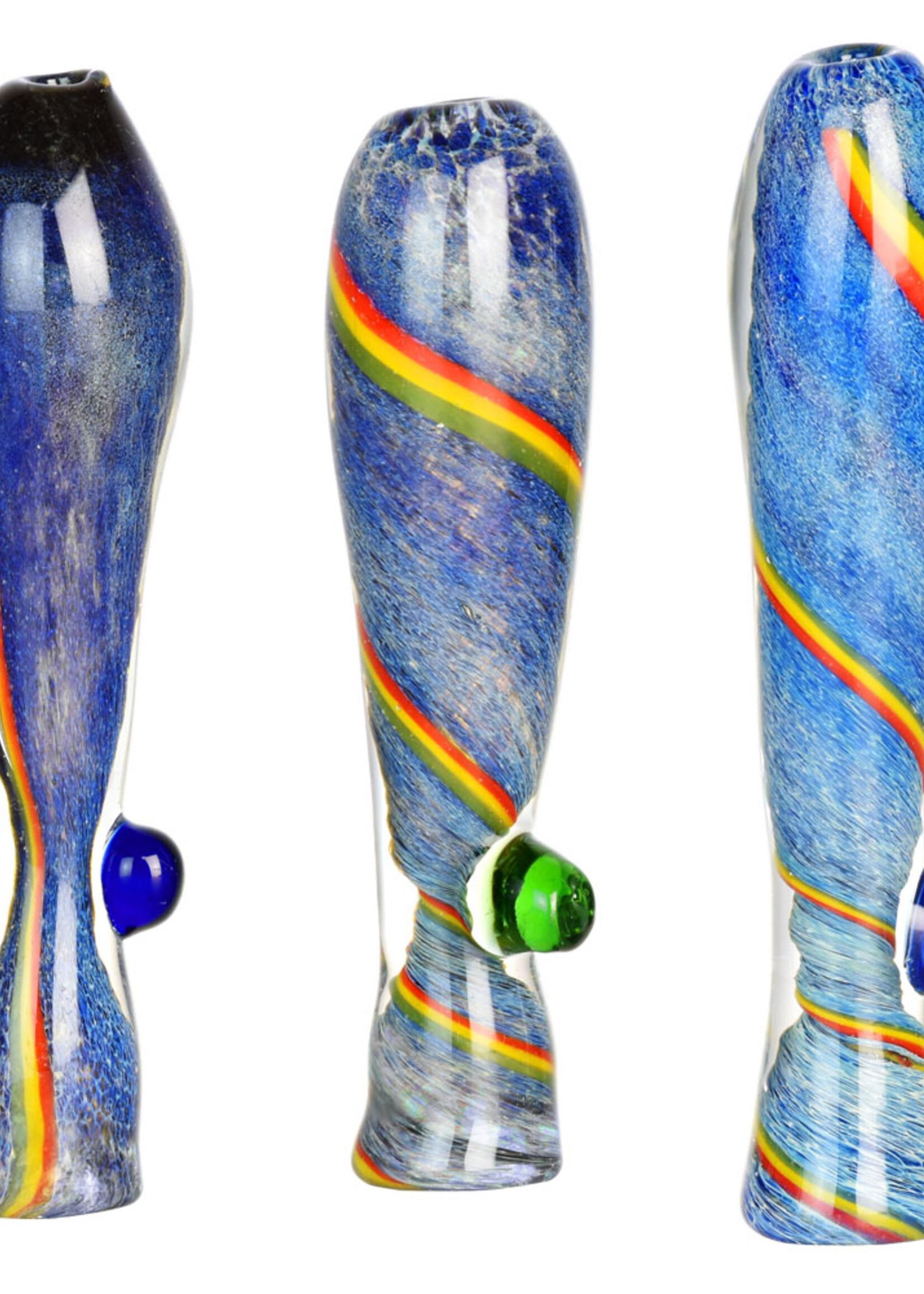 Rasta Waterfall Glass Chillum | 3.5" | Colors Vary - #3795