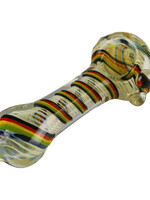 Rasta Stripe Ribbon Swirl Glass Spoon Pipe | 4" - #3829
