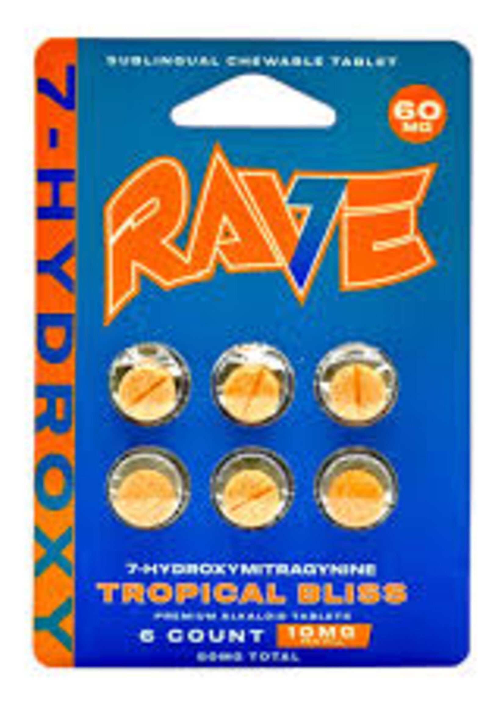 Rave Rave 7 Hydroxy Tablet - Tropical Bliss - 6ct 60mg Total (10mg Each)