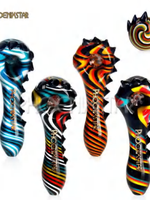 4.0" Color Twist w/Spikes and  Built-In Screen Glass Hand Pipe