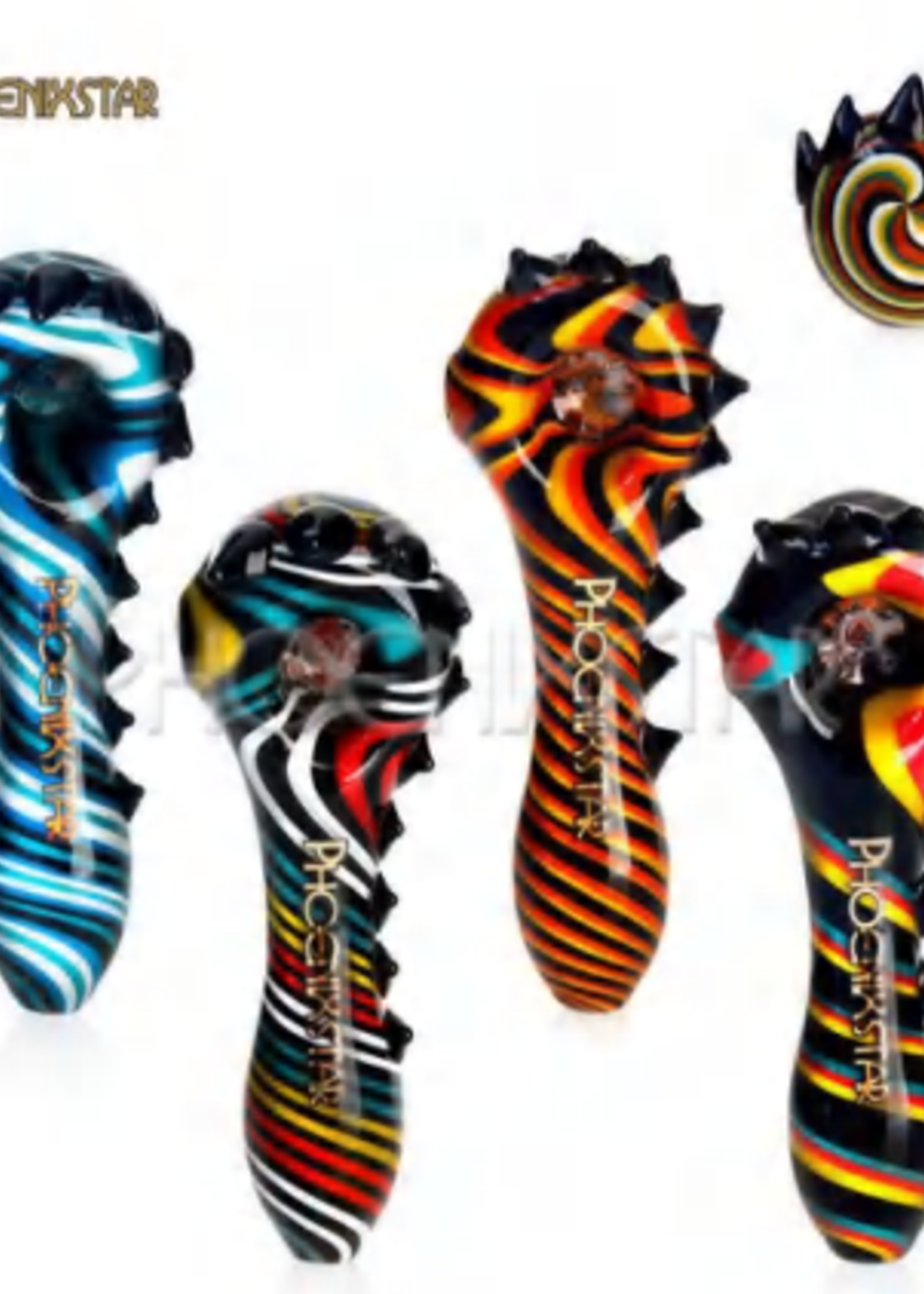 4.0" Color Twist w/Spikes and  Built-In Screen Glass Hand Pipe