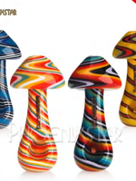 4.0" Color Twist Mushroom Glass Hand Pipe