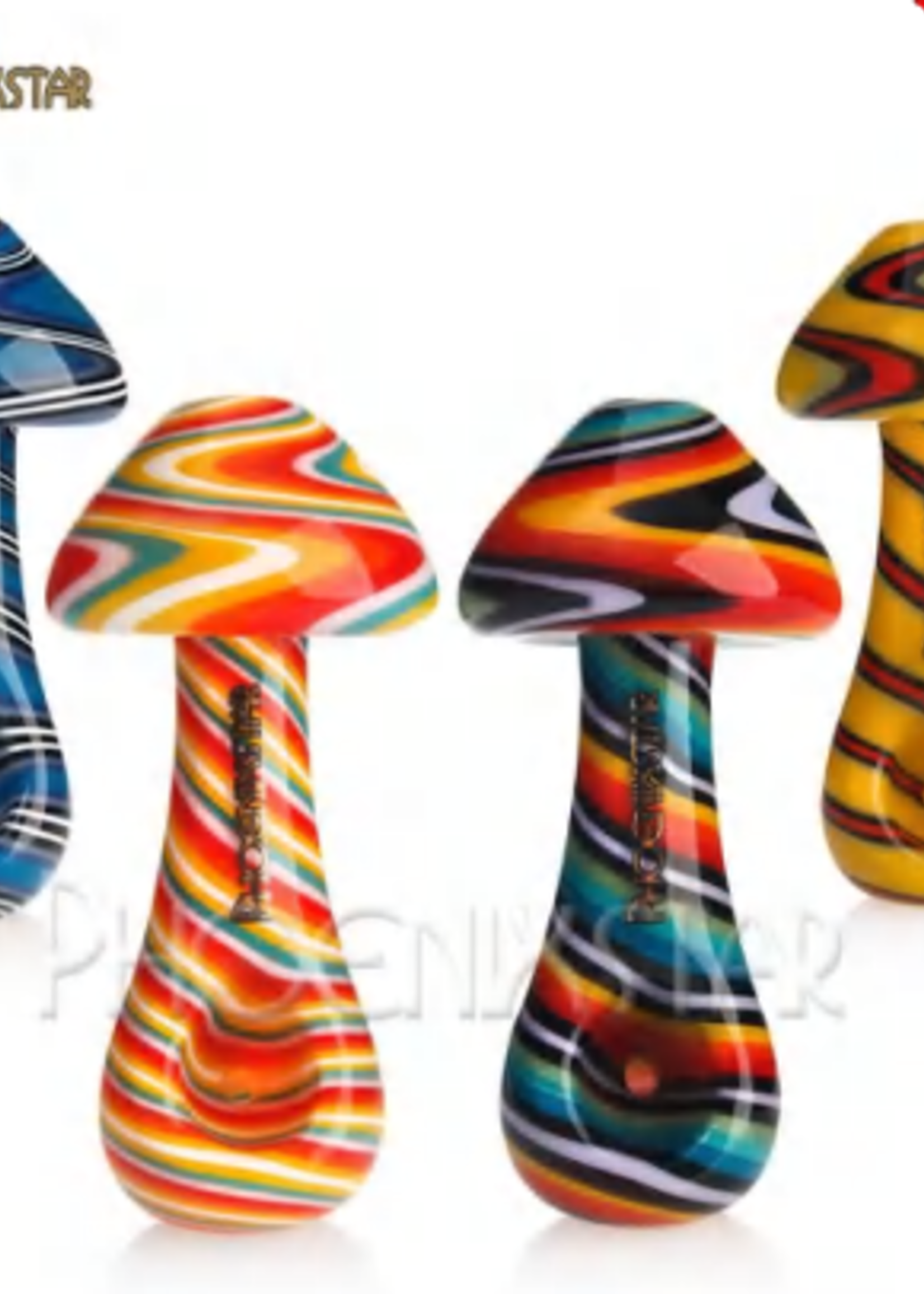 4.0" Color Twist Mushroom Glass Hand Pipe