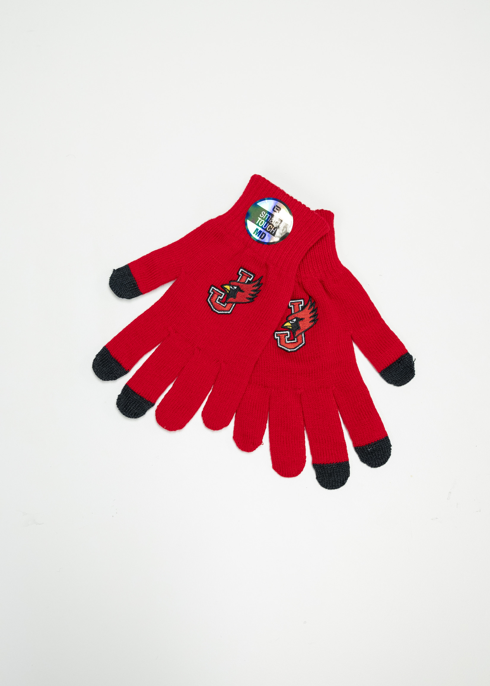 Red Smart Touch Embroidered Gloves