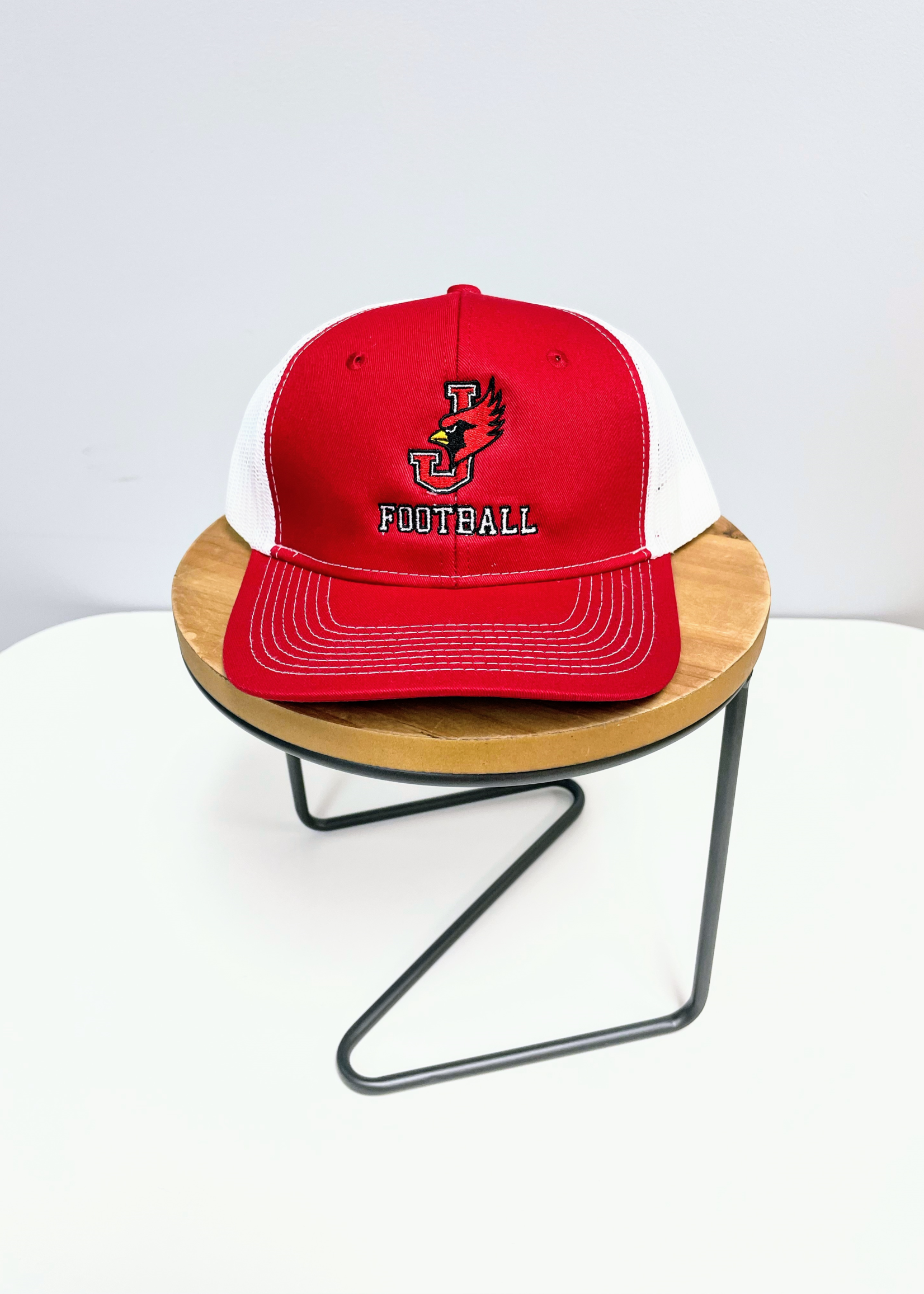 Football Jewell Trucker Hat Snap Back Red/White