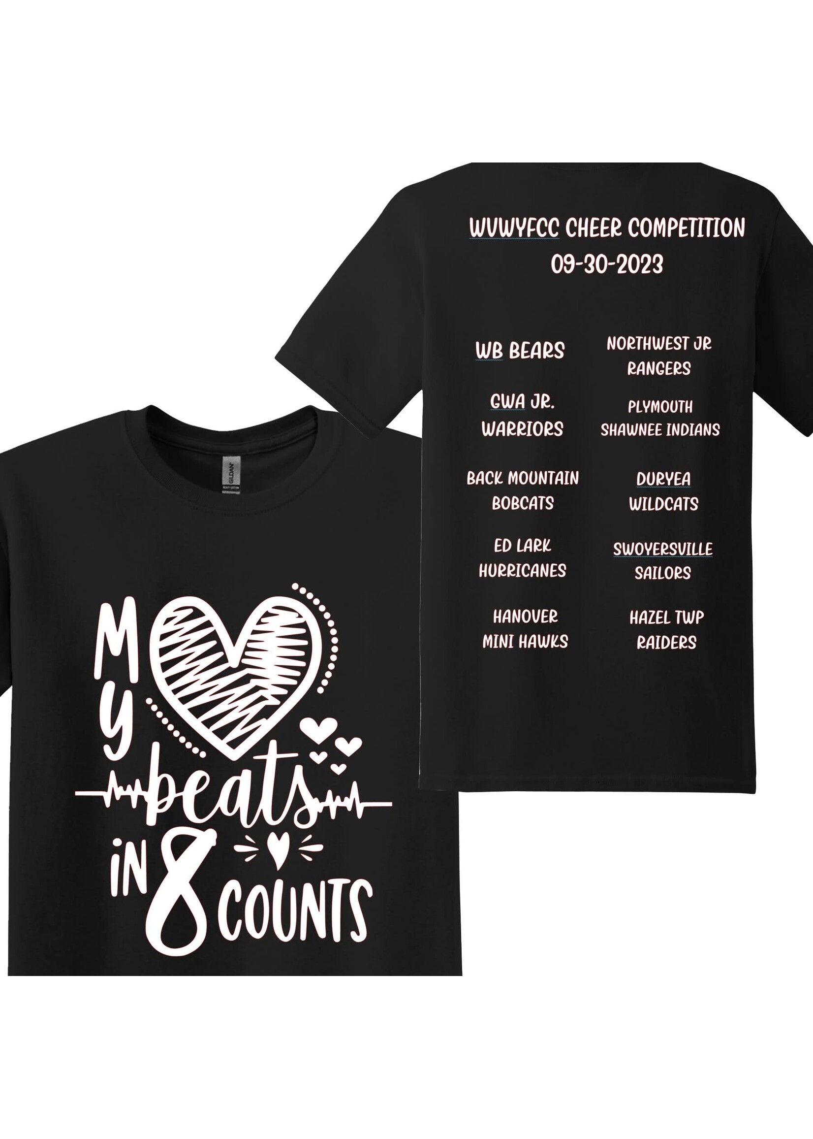 My Heart Beats in 8 counts 2023 Cheer Competition T-shirt