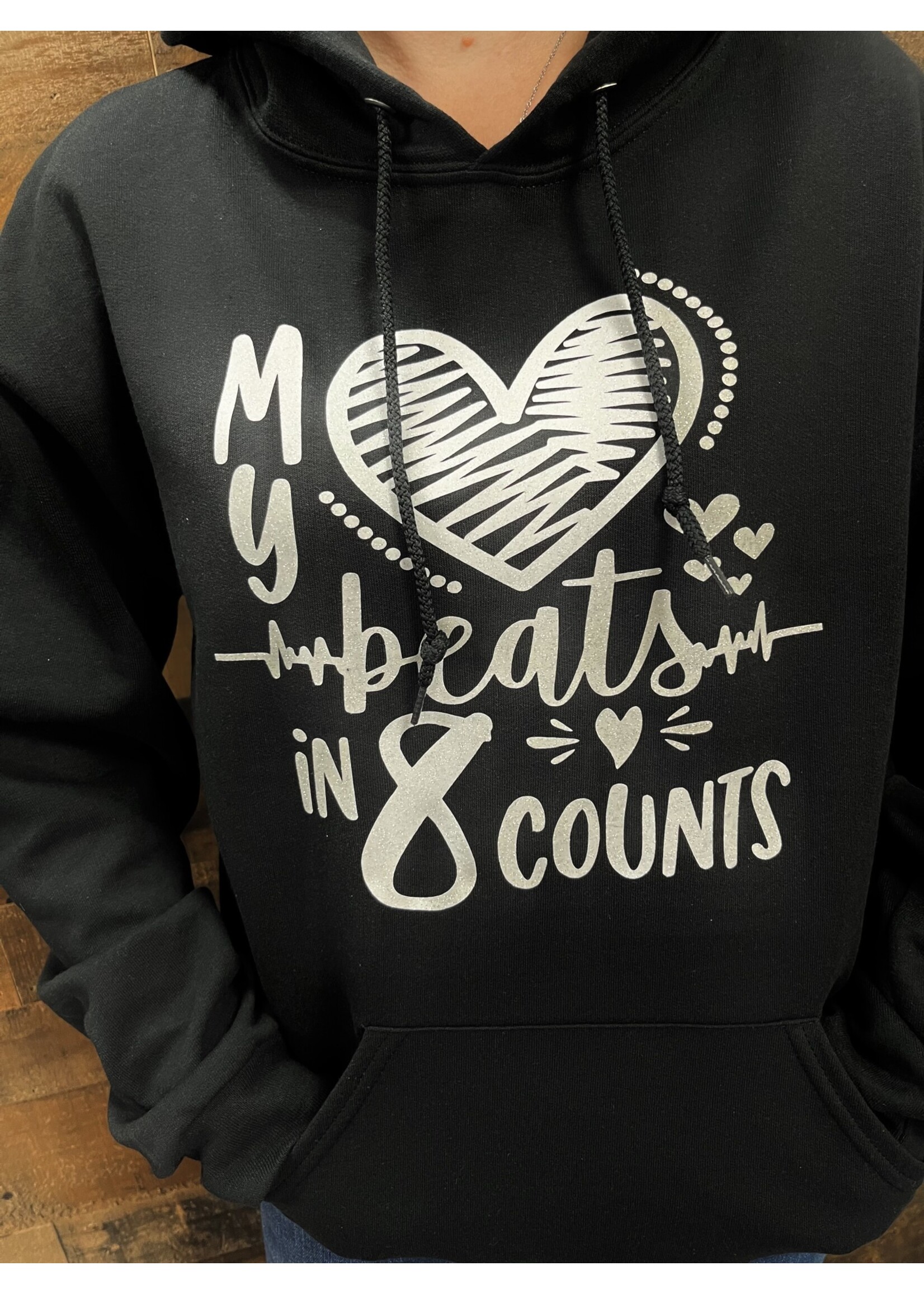 My Heart Beats in 8 counts 2023 Glitter  Cheer Competition Hoodie