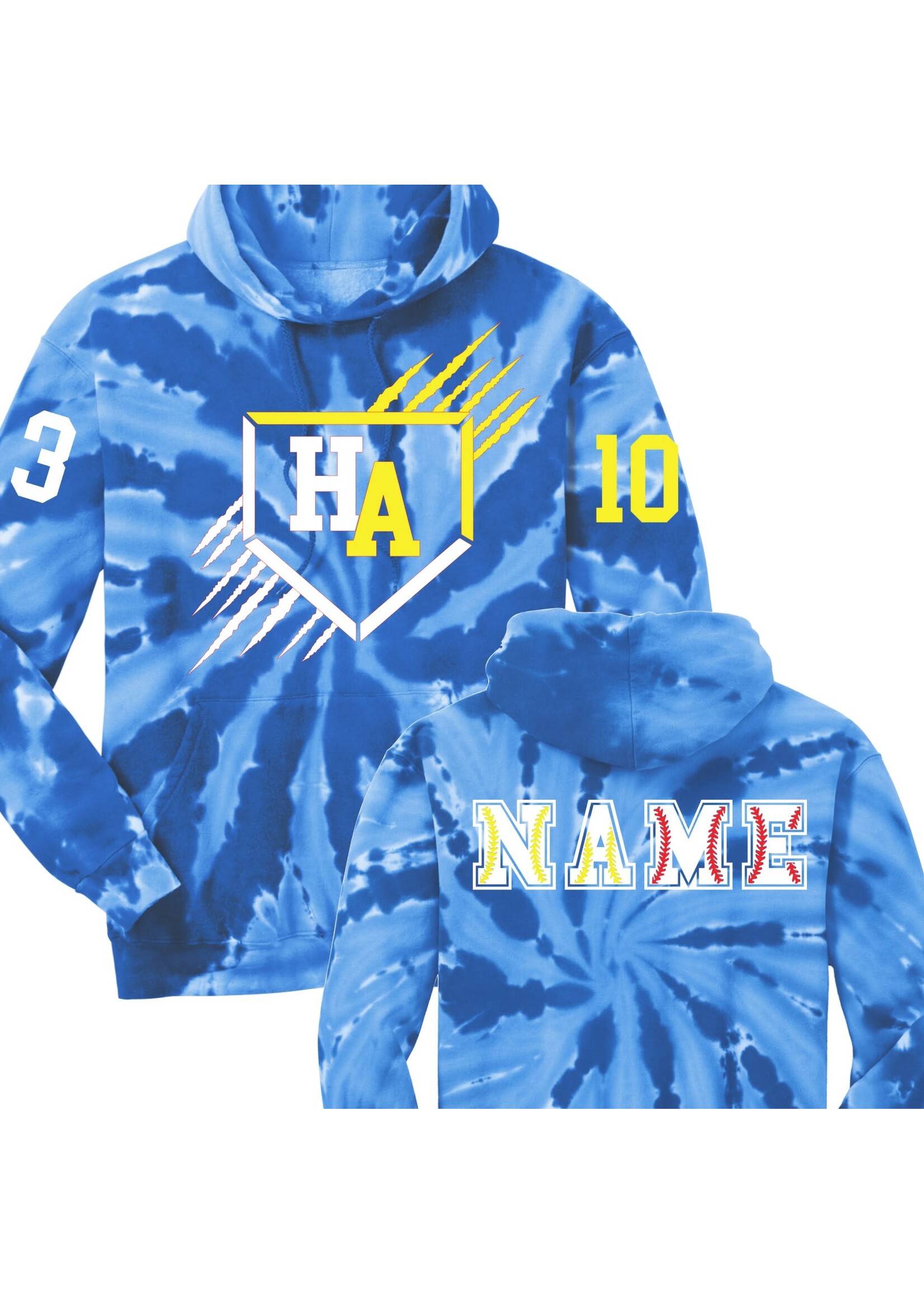 Hanover Area Baseball/Softball Mash up Tie Dye hoodie