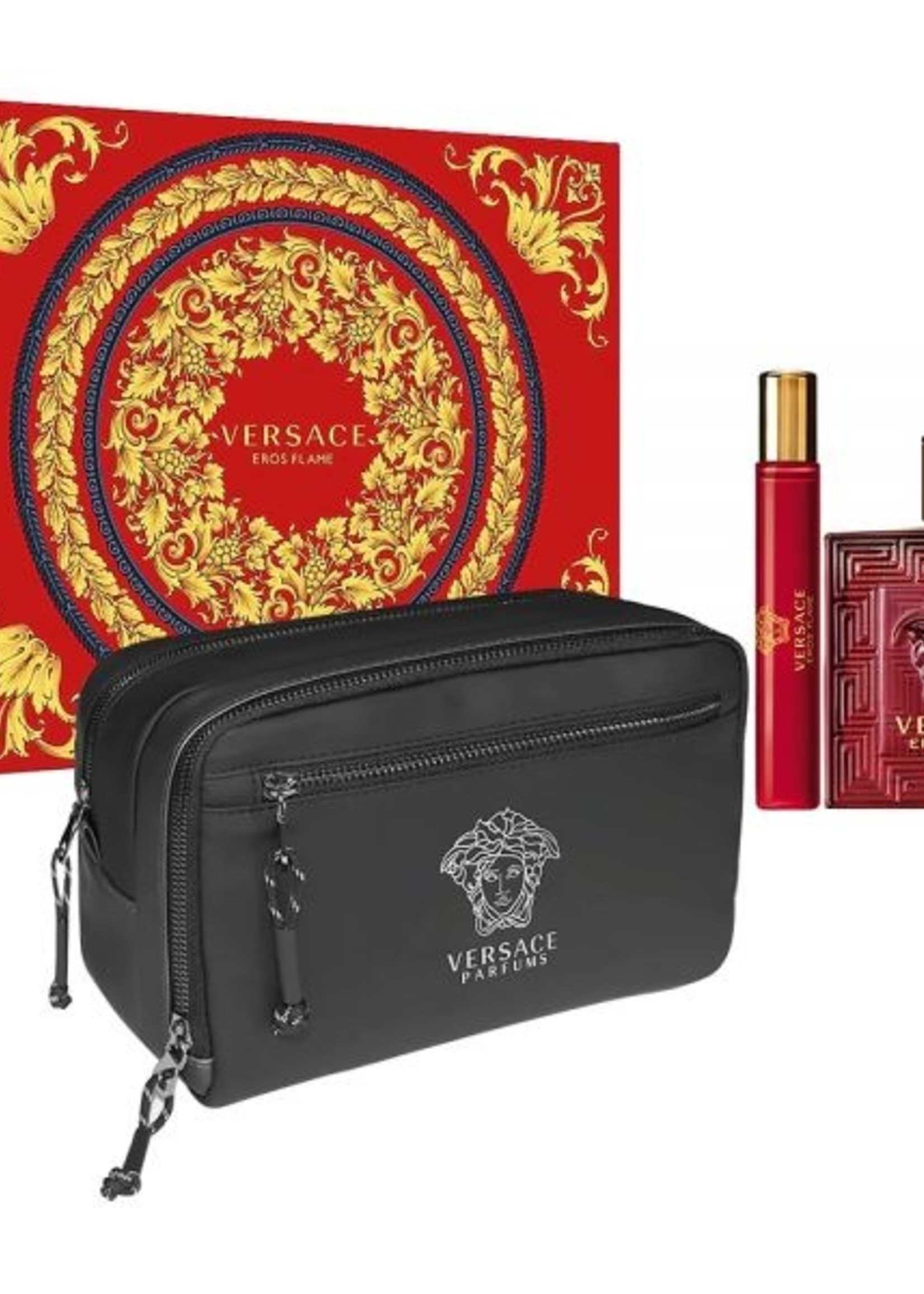 VERSACE VERSACE EROS FLAME 3 PCS SET(3.4 OZ EDP+10 ML EDP+TRAVEL SPRAY BAG)