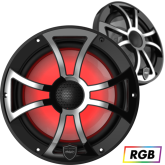 Wet Sounds WET SOUNDS REVO 8-XS-B-SS BLACK XS /STAINLESS OVERLAY GRILL 8" COAXIAL SPEAKERS