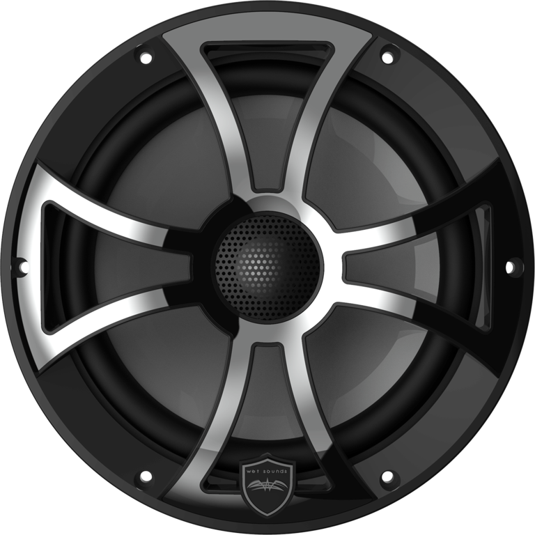 Wet Sounds WET SOUNDS REVO 8-XS-B-SS BLACK XS /STAINLESS OVERLAY GRILL 8" COAXIAL SPEAKERS