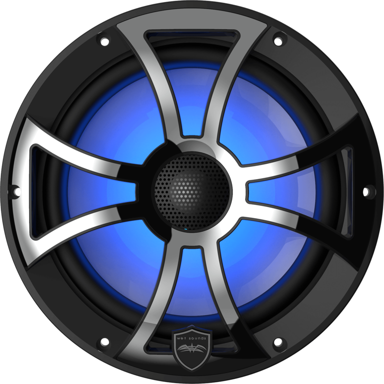 Wet Sounds WET SOUNDS REVO 8-XS-B-SS BLACK XS /STAINLESS OVERLAY GRILL 8" COAXIAL SPEAKERS