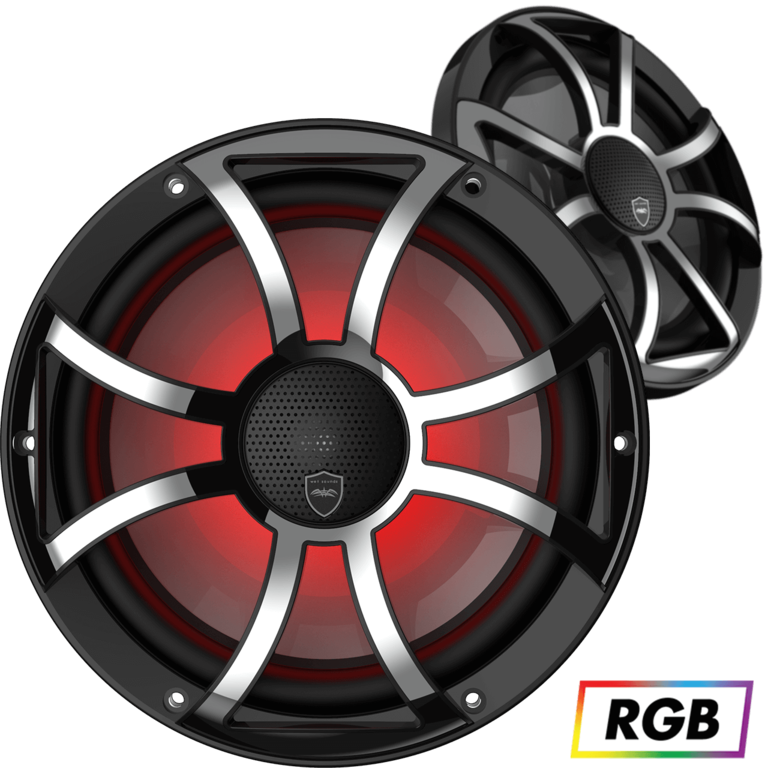 Wet Sounds WET SOUNDS REVO CX-10 XS-B-SS BLACK  XS/ STAINLESS OVERLAY GRILL 10" COAXIAL SPEAKERS