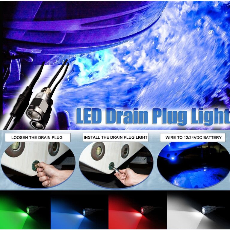 Racesport Lighting Racesport MS-27W-DP-RGB 27W CREE LED Underwater Drain Plug Light (RGB Multi-Color)