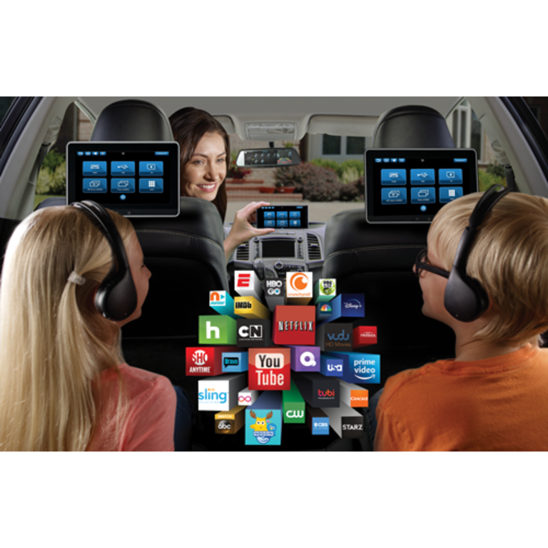 Advent AMADVSB10UHD2 universal dual 10.1" seat back touchscreen dvd/smart tv system