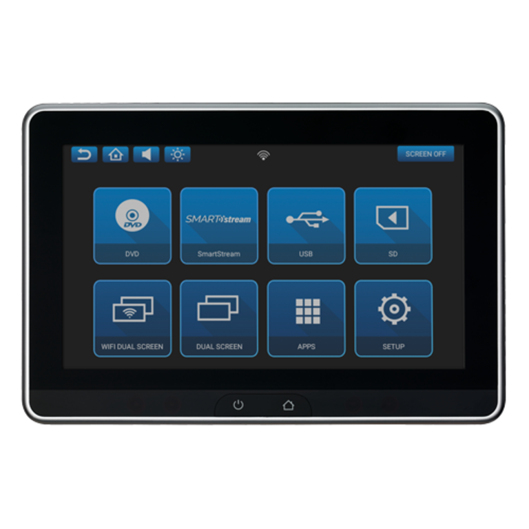 Advent AMADVSB10UHD2 universal dual 10.1" seat back touchscreen dvd/smart tv system