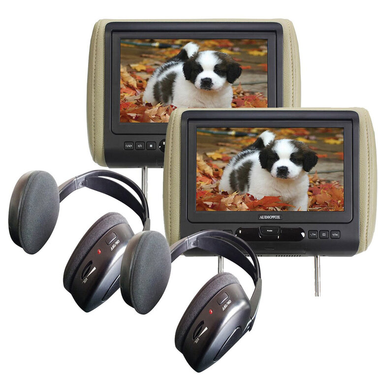 Movies To Go AVXMTGHR9HD-BUNDLE two universal 9" headrest monitors w/ DVD player and two wireless headphones