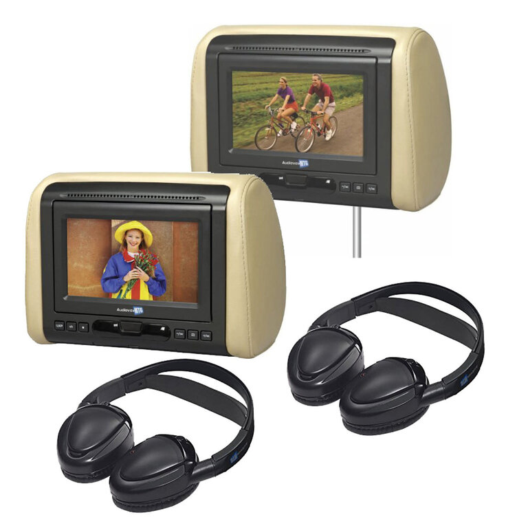 Movies to Go MTGHRD1-BUNDLE two universal 7" headrest monitor system w/ DVD player with two wireless headphones