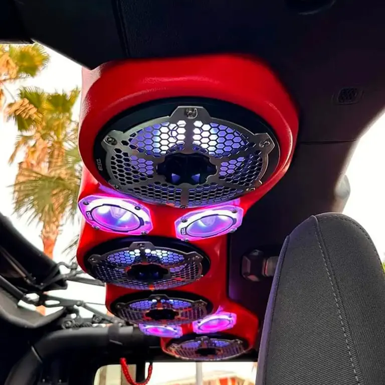 DS18 DS18 JL-SBPK-R/BM -- 18-23 Jeep JL/JLU/JT 4 x 8" red enclosure black speaker complete soundbar audio package