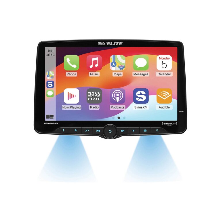Boss Elite Boss Elite BE10ACP.WXC 10" touchscreen mechless wirless Apple Carplay/Android Auto bluetooth siriusxm receiver with rear view camera