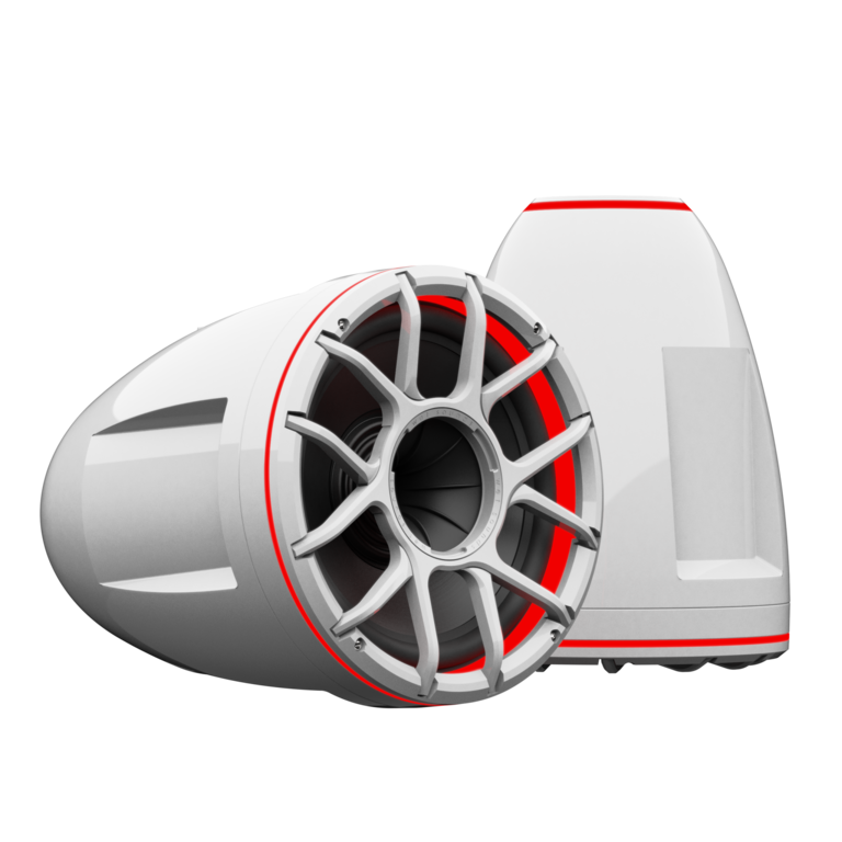 Wet Sounds Wet Sounds REV 12 HD XZ-W-SC 12" HD white tower speaker enclosure with white Zero grille and stainless steel swivel clamps