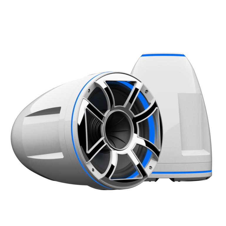 Wet Sounds Wet Sounds REV 12 HD XS-W-SC 12" HD white tower speaker enclosure with white stainless XS grille and stainless steel swivel clamps