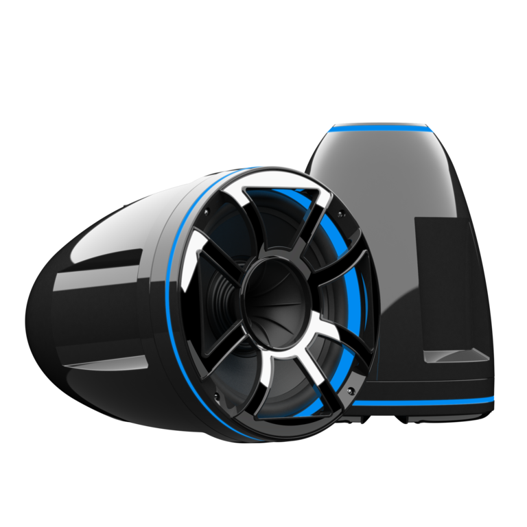 Wet Sounds Wet Sounds REV 12 HD-B-XS-B-SC 12" HD black tower speaker enclosure with black stainless XS grille and stainless steel swivel clamps