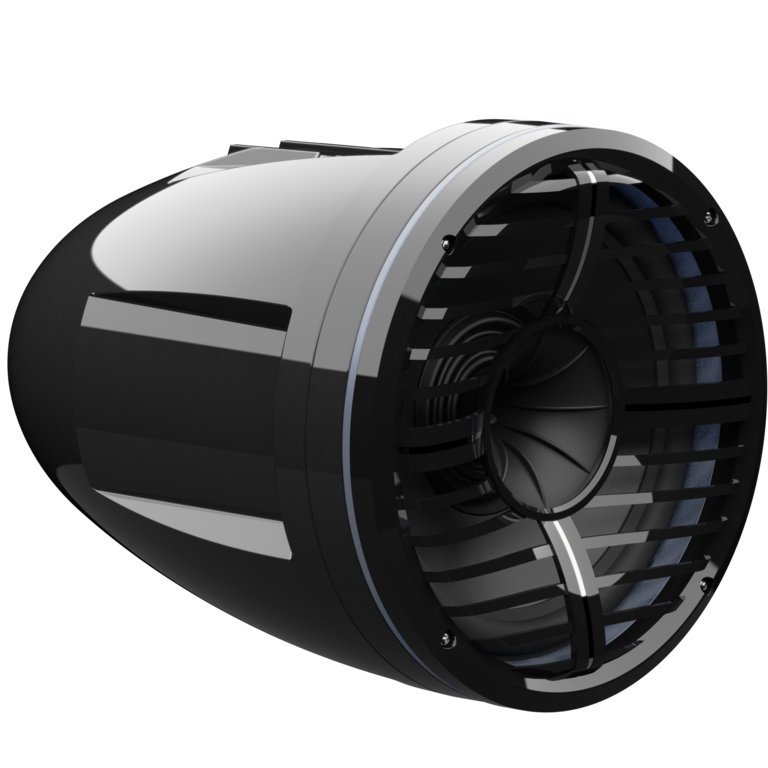 Wet Sounds Wet Sounds REV 12 HD XW-B-SC 12" HD black tower speaker enclosure with black XW grille and stainless steel swivel clamps