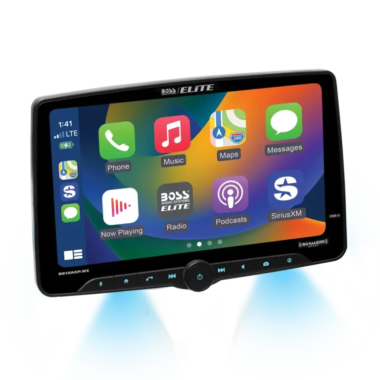 Boss Elite Boss Elite BE12ACP.WXC 12" touchscreen mechless Apple Carplay/Android Auto bluetooth receiver with rear view camera