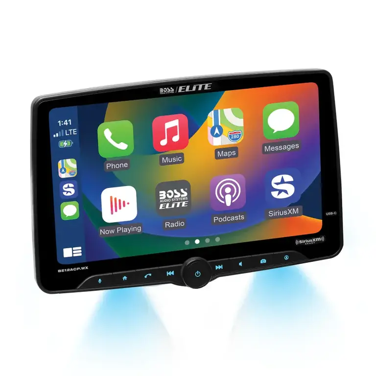 Boss Elite Boss Elite BE14ACP.WXC 14" floating touchscreen wireless Apple Carplay/Android Auto bluetooth siriusxm receiver with rear view camera