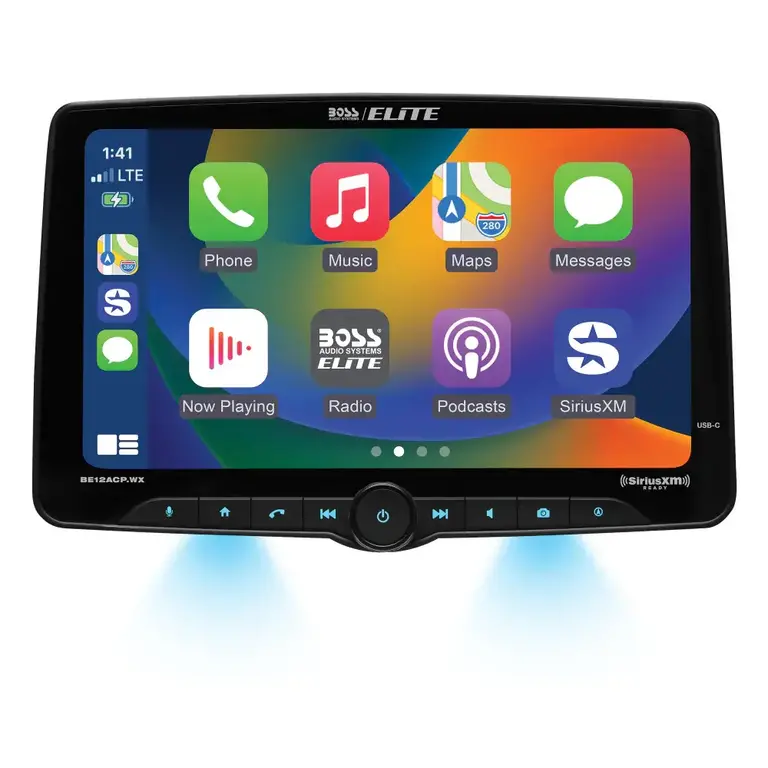 Boss Elite Boss Elite BE14ACP.WXC 14" floating touchscreen wireless Apple Carplay/Android Auto bluetooth siriusxm receiver with rear view camera