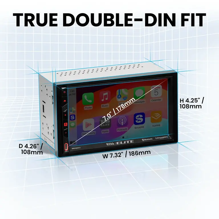 Boss Elite Boss Elite BE7ACP.XC 7" touchscreen mechless Apple Carplay/Android Auto bluetooth siriusxm receiver includes rear view camera