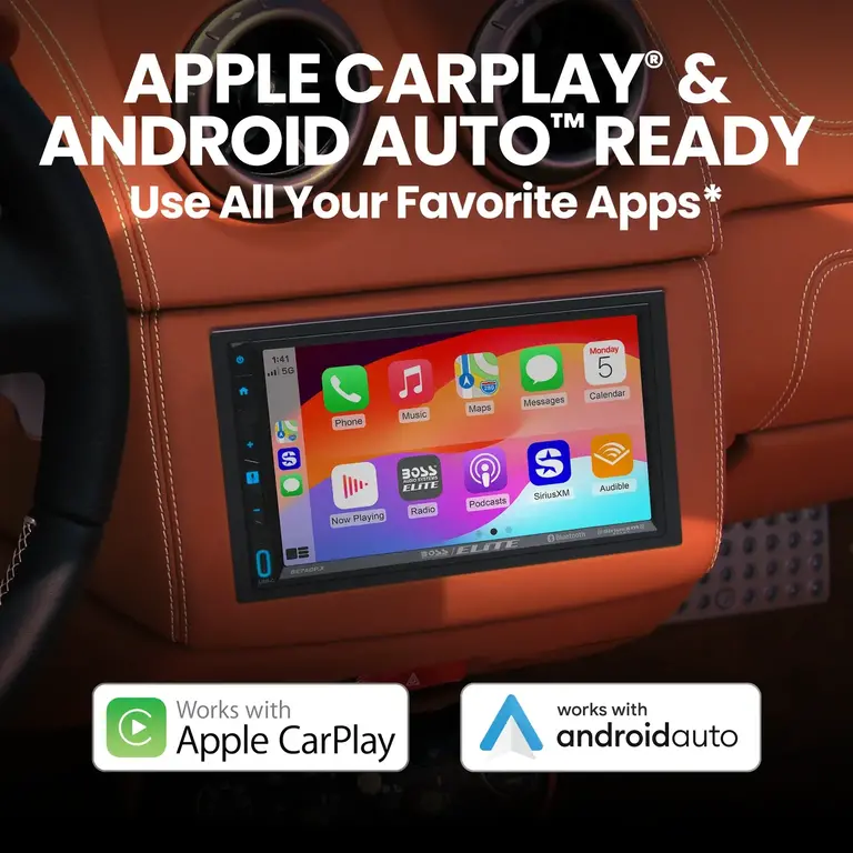 Boss Elite Boss Elite BE7ACP.XC 7" touchscreen mechless Apple Carplay/Android Auto bluetooth siriusxm receiver includes rear view camera