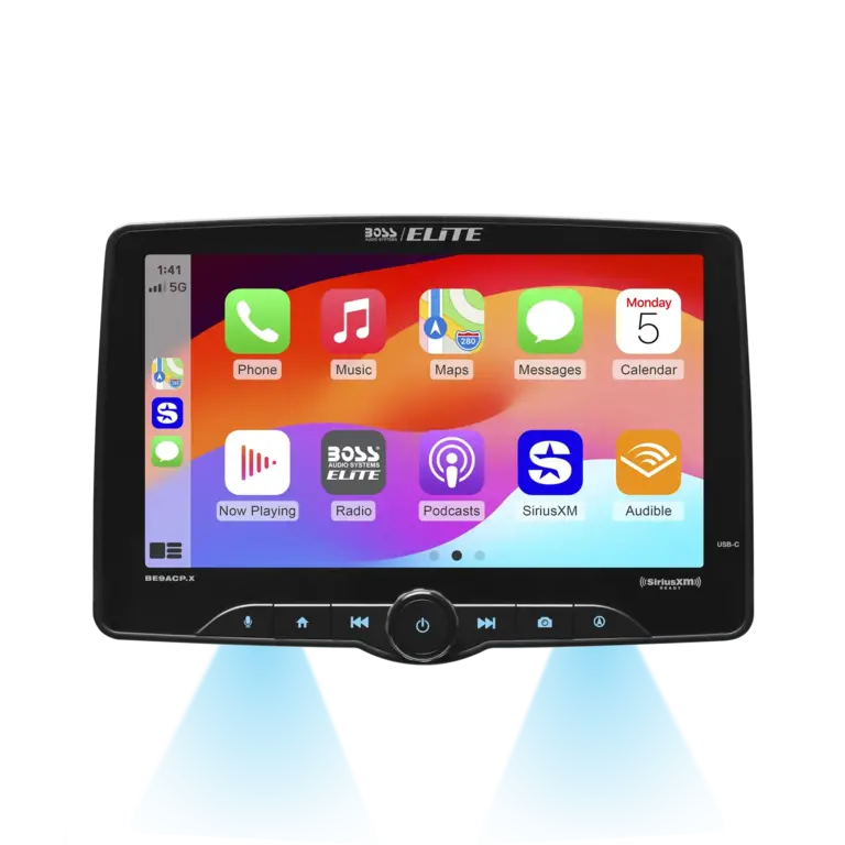 Boss Elite Boss Elite BE9ACP.XC Elite 9” floating CarPlay/Android Auto bluetooth siriusxm receiver with rear view camera