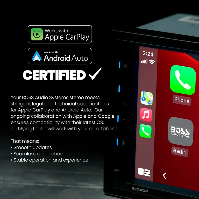 Boss Elite Boss Elite BE9ACP.XC Elite 9” floating CarPlay/Android Auto bluetooth siriusxm receiver with rear view camera