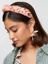 Lele Sadoughi Slim Corduroy & Crystal Knotted Headband CRYSTAL CORDUROY SLIM KNOTTED HEADBAND - Holiday House Boutique main image 2