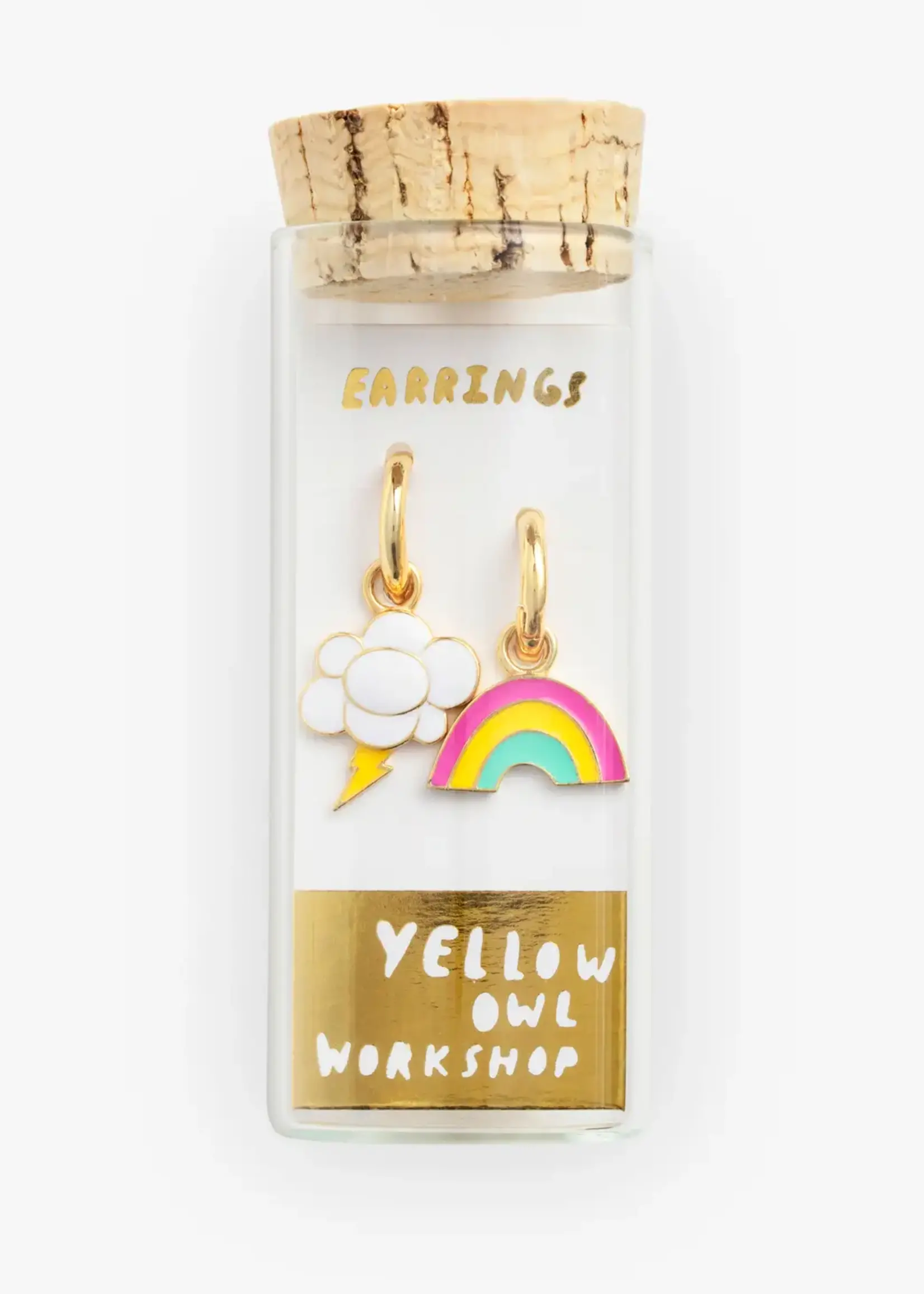 Yellow Owl Workshop Hoop Earrings - Rainbow & Cloud