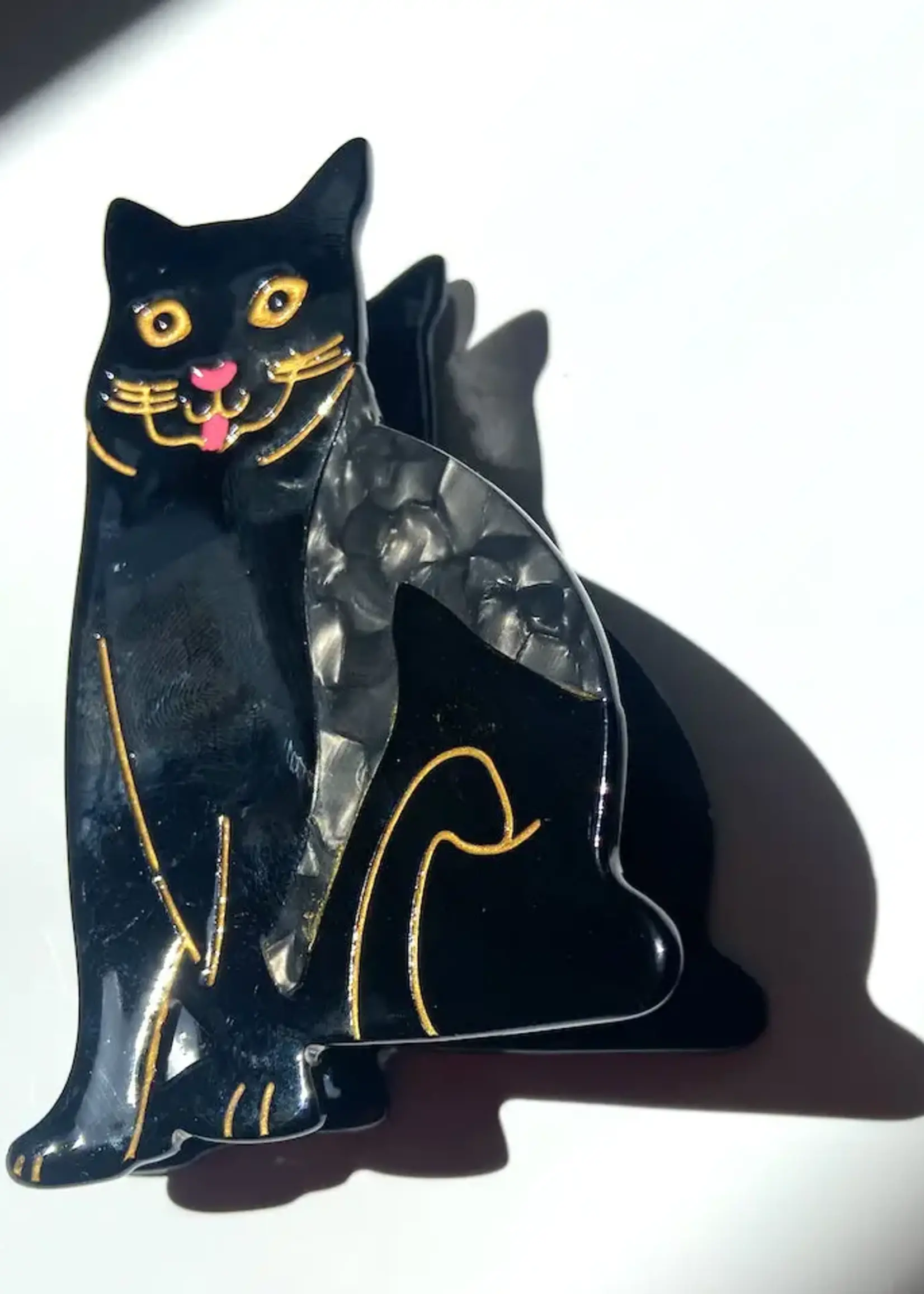 Solar Eclipse Hand-painted Black Cat Claw Hair Clip