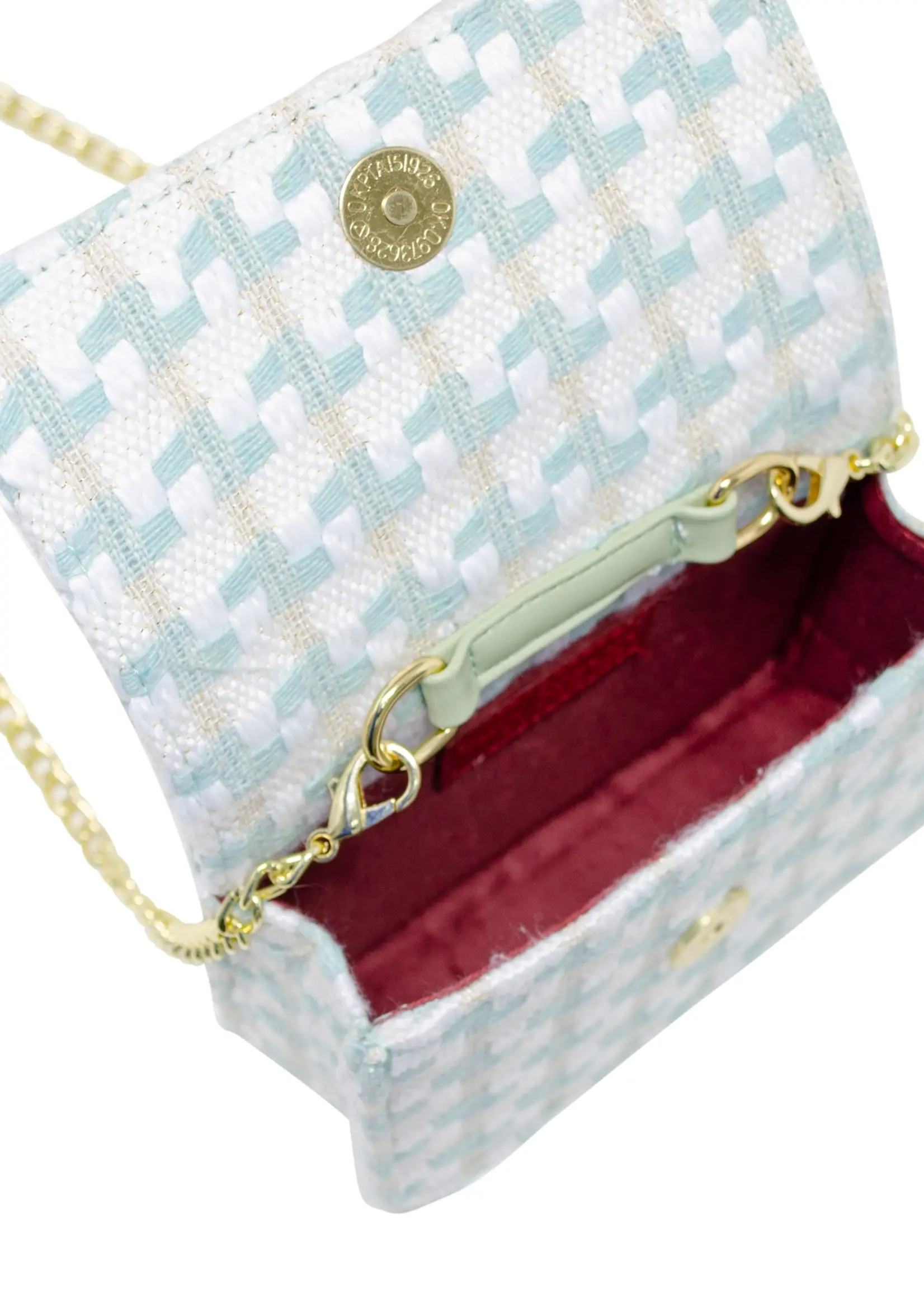 Tiny Treats and ZOMI GEMS Tweed Pearl Handle Bow Purse- Blue