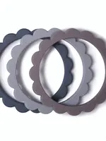 Mushie Flower Teething Bracelet 3-Pack (Steel/Dove Gray/Stone)