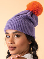 Powder Designs Inc. Ingrid Bobble Hat - Lavender & Tangerine