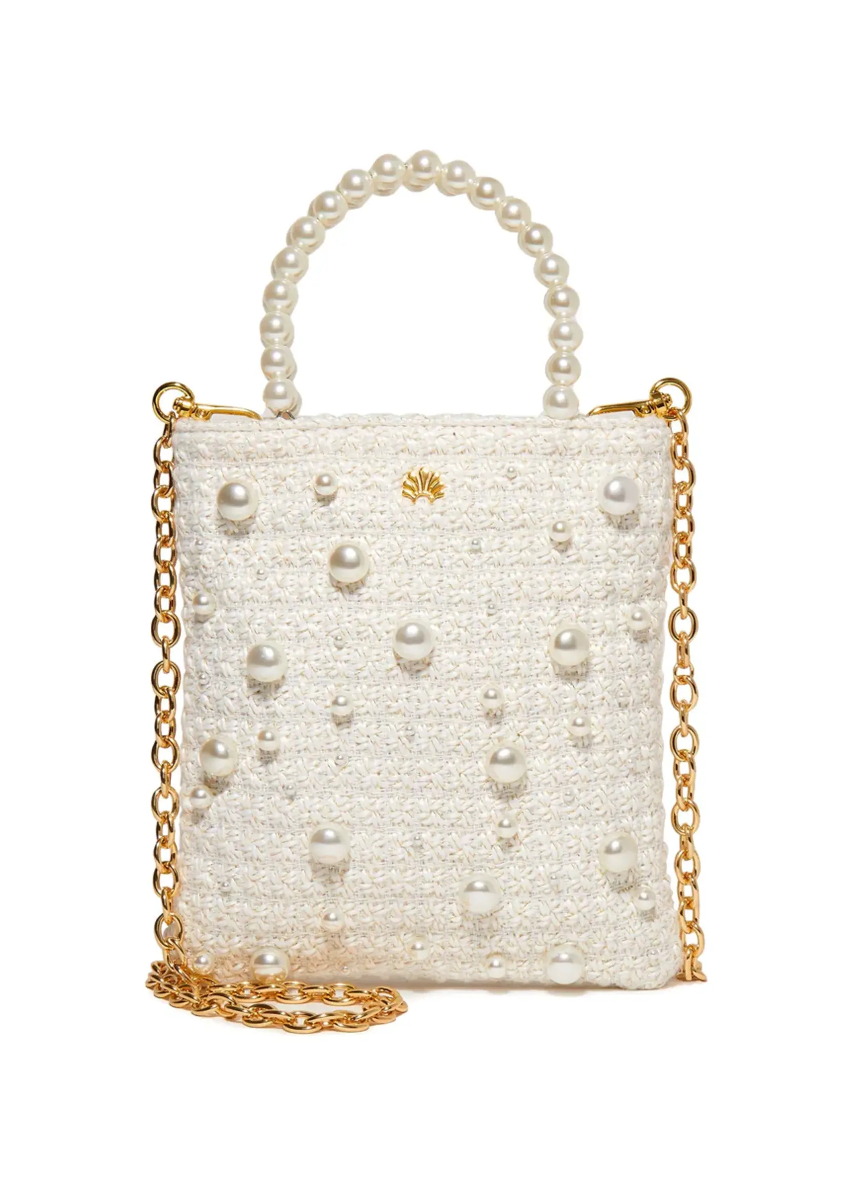 Lele Sadoughi Ivory Paloma Pearl Tweed Crossbody