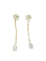 The Pink Reef Floral Freshwater Pearl long drop with Moonstone