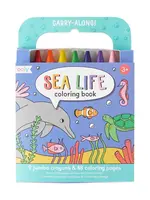 Ooly Carry Along Crayon & Coloring Book Kit-Sea Life (Set of 10)