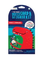 Ooly Tiny Tada! Note Cards & Sticker Set - Dinos & Dragons