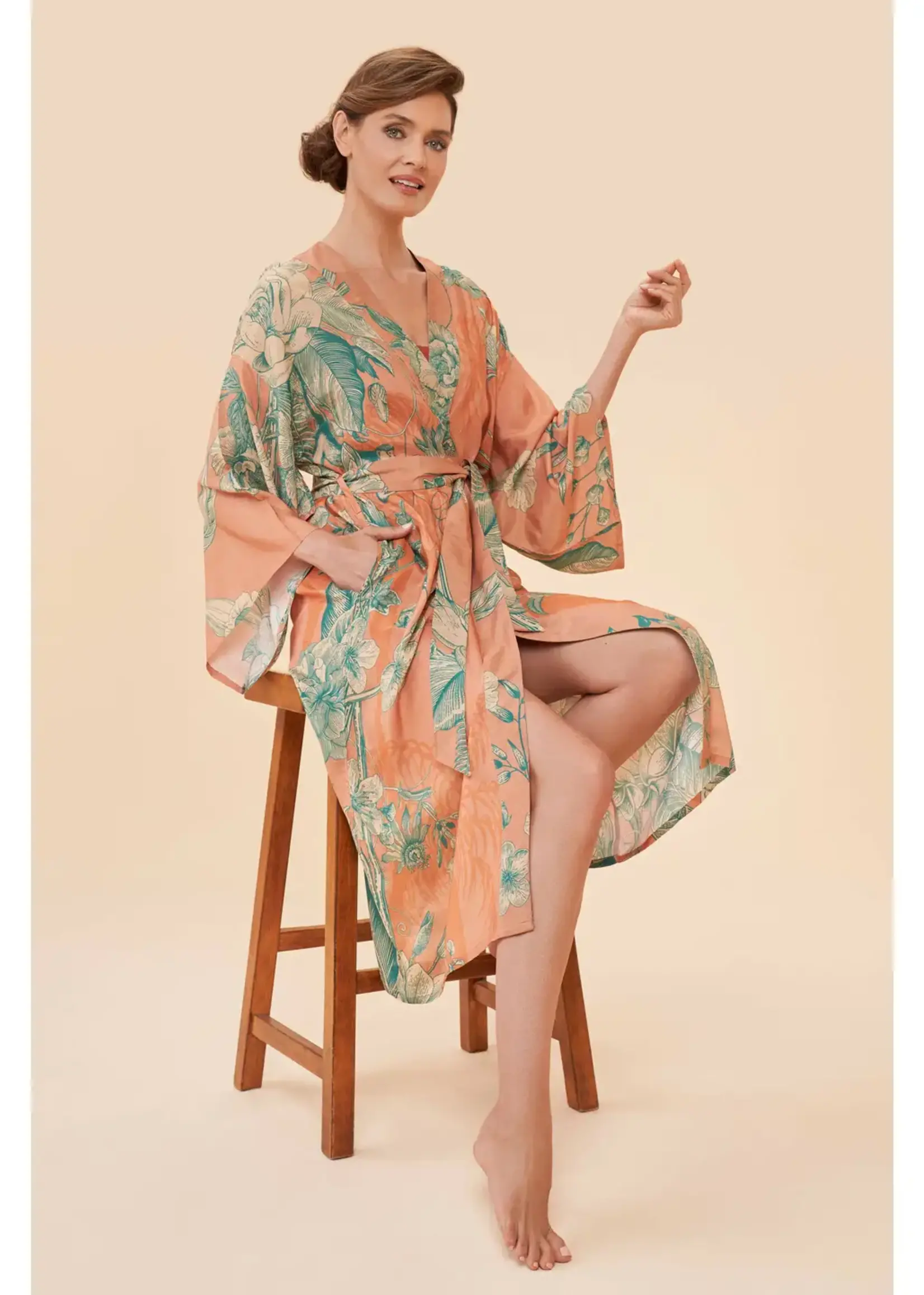 Powder Designs Inc. Floral Jungle Kimono Gown in Petal