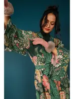 Powder Designs Inc. Luxe Folk Art Floral Kimono Gown - Fern