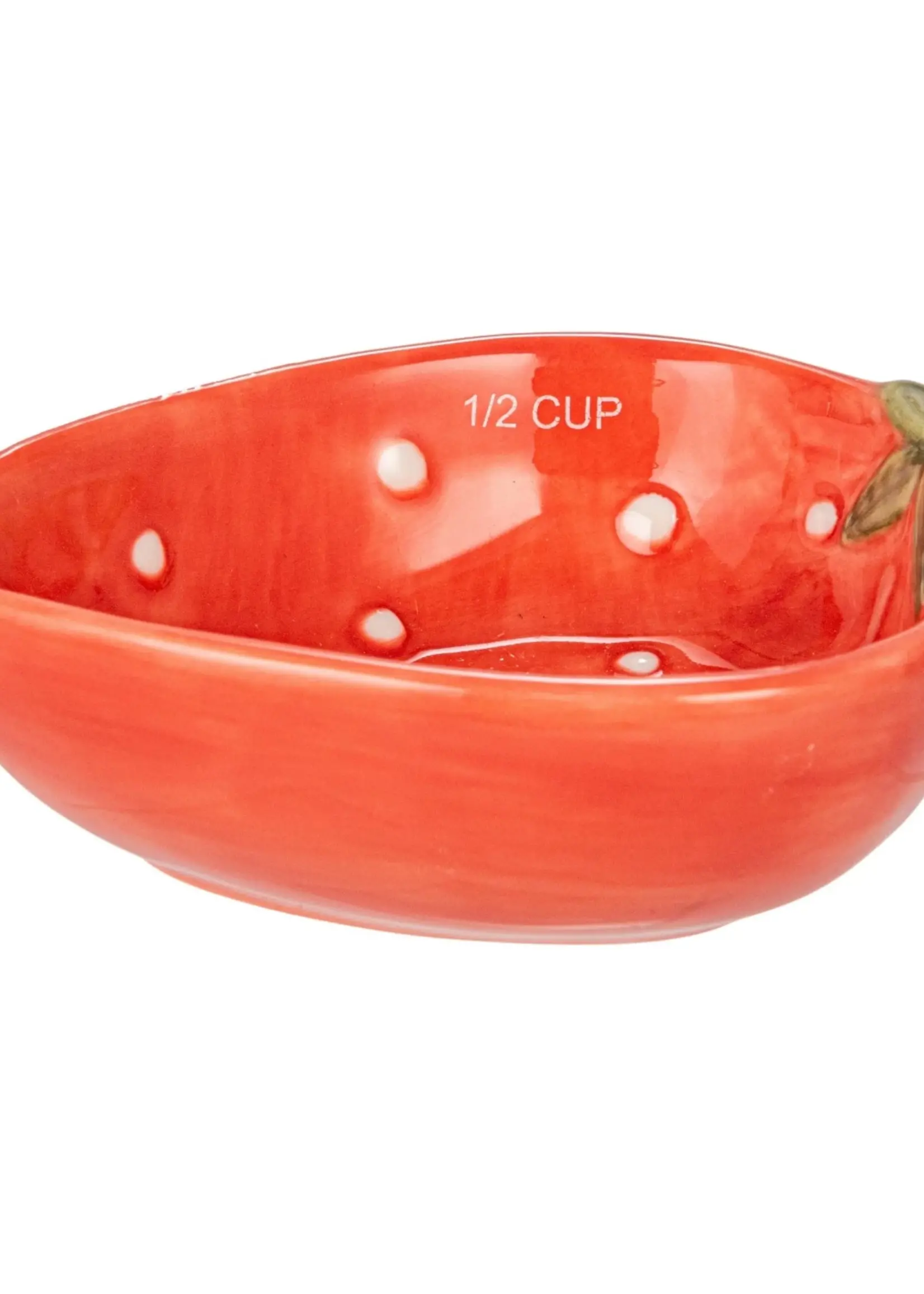 Creative Co-Op 1, 3/4, 1/2 & 1/4 Cup Hand-Painted Strawberry Shaped Measuring Cups, Set of 4