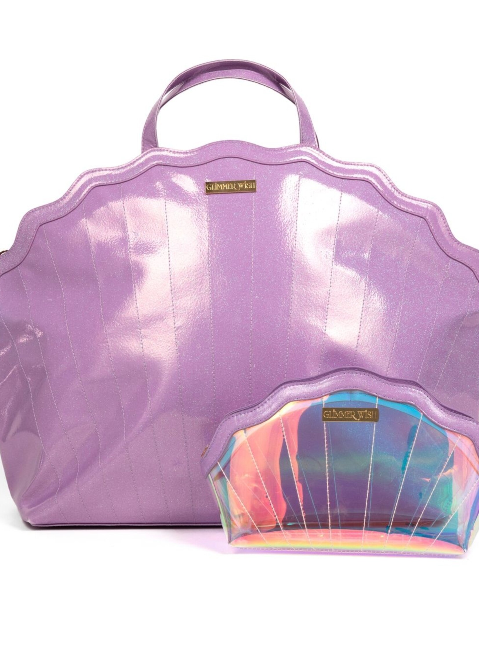 Glimmer Wish Mermaid Shell Overnight Bag & Shell Cosmetics Bag