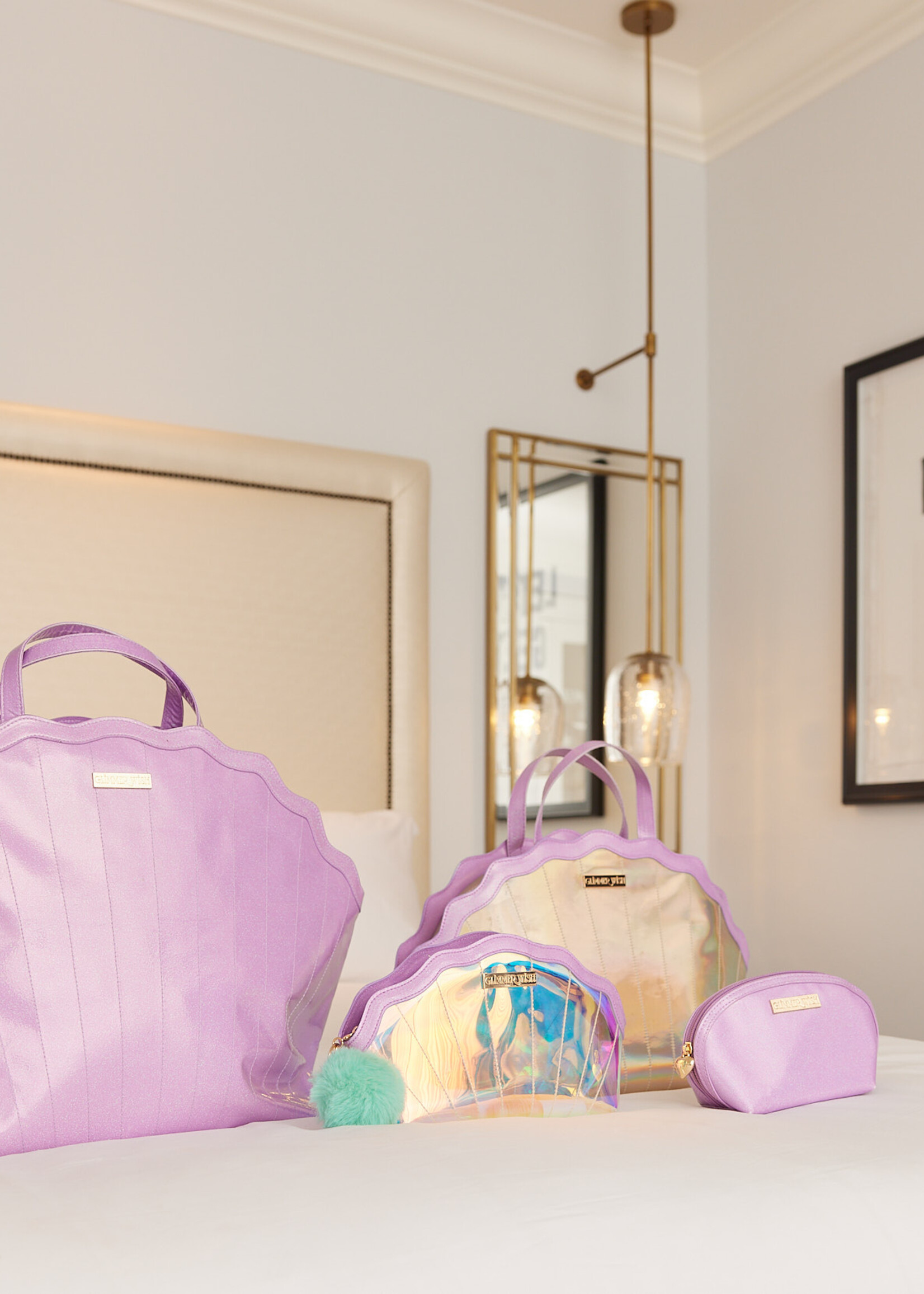 Glimmer Wish Mermaid Shell Overnight Bag & Shell Cosmetics Bag